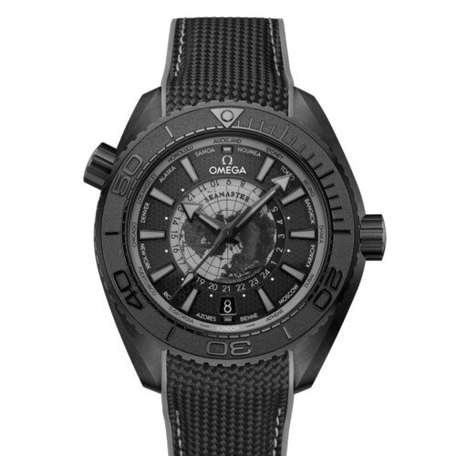 OMEGA シーマスター プラネットオーシャン 600M GMT ワールドタイマー 45.5mm ブラック文字盤 ブラックセラミック ブラック・ラバーストラップ グレー・アクセント 215.92.46.22.01.007