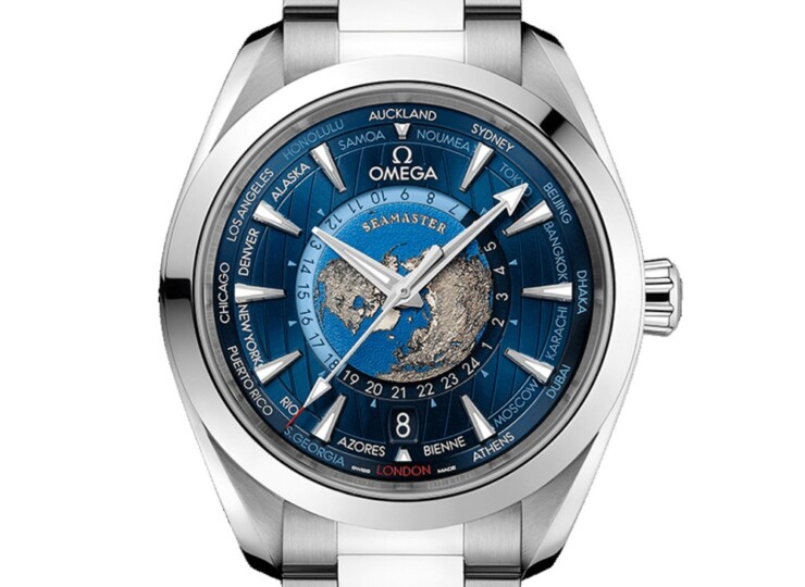 OMEGA シーマスター アクアテラ 150M GMT ワールドタイマー 43mm ブルー文字盤 220.10.43.22.03.001