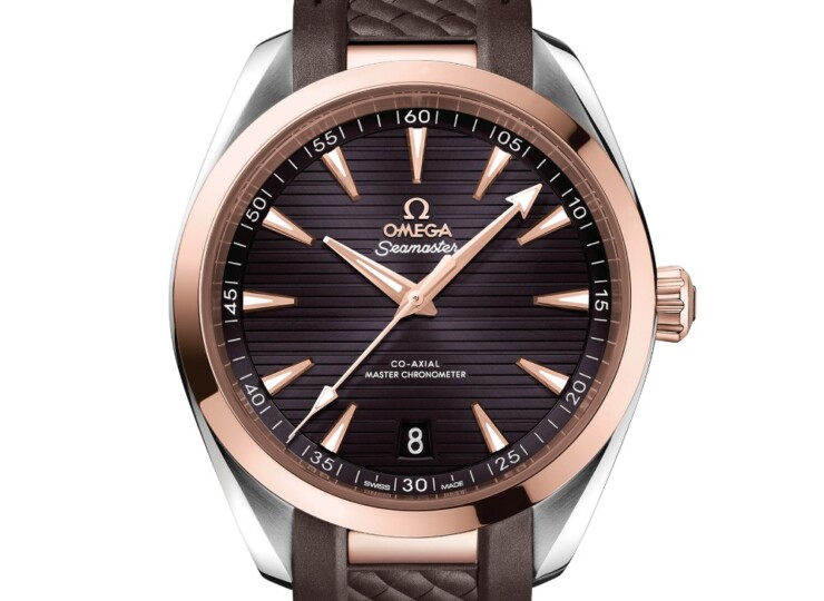 OMEGA シーマスター アクアテラ 150M 41mm グレー文字盤 ステンレススティール/セドナゴールド ラバーストラップ 220.22.41.21.06.001