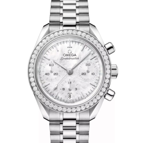 スピードマスター 38mm ホワイト文字盤 ステンレススティール ブレスレット ダイヤモンド・ベゼル