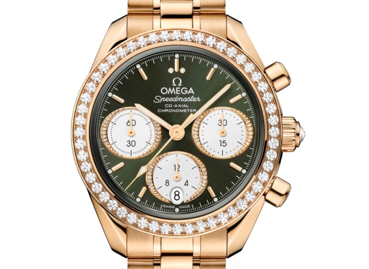 OMEGA スピードマスター 38mm グリーン文字盤 ムーンシャインゴールド ブレスレット 324.55.38.50.60.001