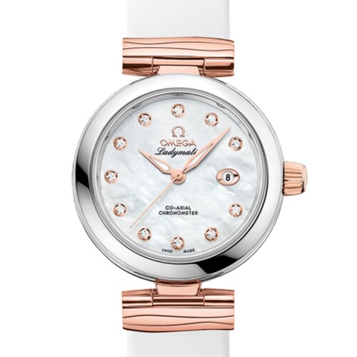 デ・ヴィル レディマティック 34mm ホワイト文字盤 ステンレススティール＆セドナゴールド レザーストラップ