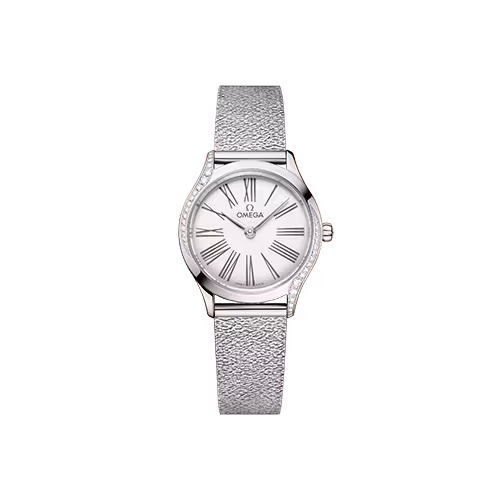 OMEGA デ・ヴィル ミニ トレゾア 26mm ホワイト文字盤 ステンレススティール ダイヤモンド メッシュブレスレット 428.15.26.60.04.001