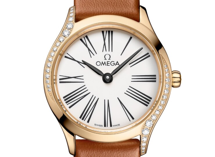 OMEGA デ・ヴィル ミニ トレゾア 26mm ホワイト文字盤 ムーンシャインゴールド レザーストラップ 428.57.26.60.04.004