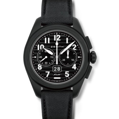 ZENITH パイロット ビッグデイト フライバック 42.5mm ブラック文字盤 マイクロブラスト仕上げブラックセラミック 49.4000.3652/21.I001