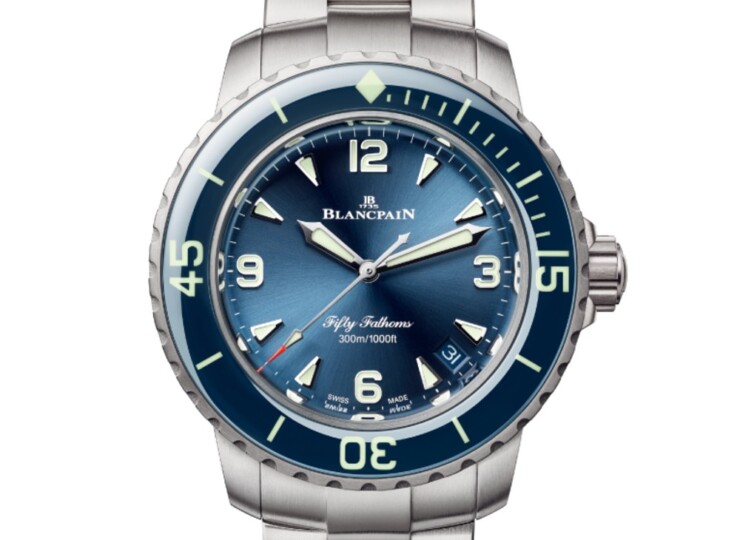 BLANCPAIN フィフティファゾムス オートマティック 38.2mm ブルー文字盤 チタン ブレスレット 5007-12B40-98S