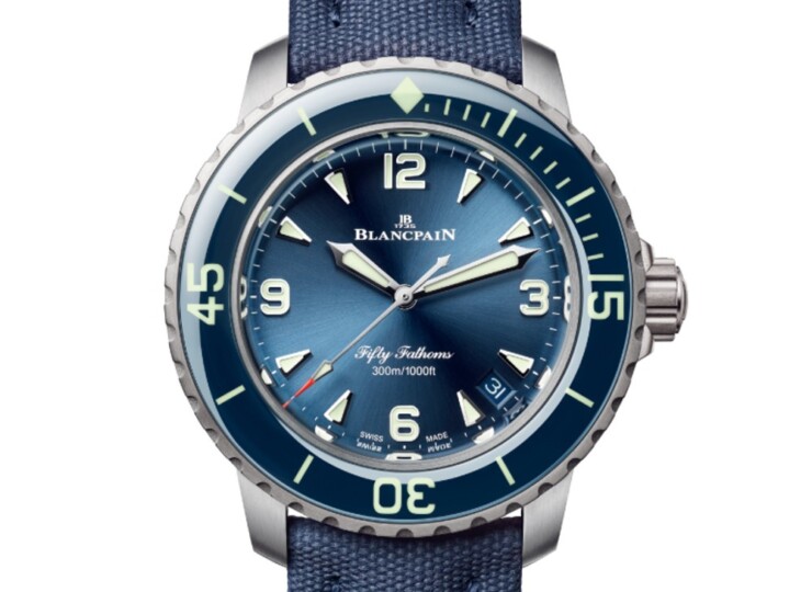 BLANCPAIN フィフティファゾムス オートマティック 38.2mm ブルー文字盤 チタン セイルキャンバス 5007-12B40-O52B