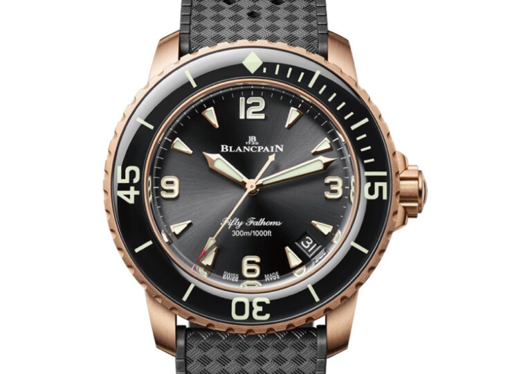 BLANCPAIN フィフティファゾムス オートマティック 42.3mm ブラック文字盤 レッドゴールド ラバー 5010-36B30-B64B