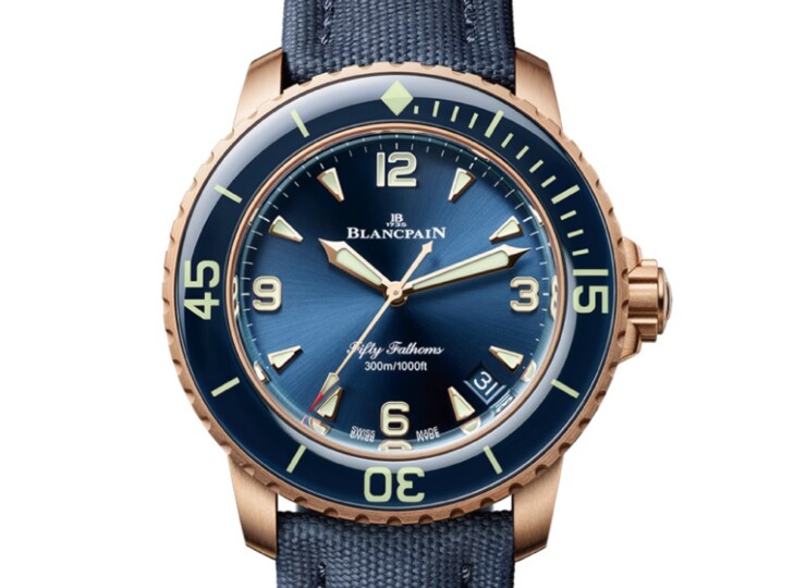 BLANCPAIN フィフティファゾムス オートマティック 42.3mm ブルー文字盤 レッドゴールド セイルキャンバス 5010-36B40-O52B