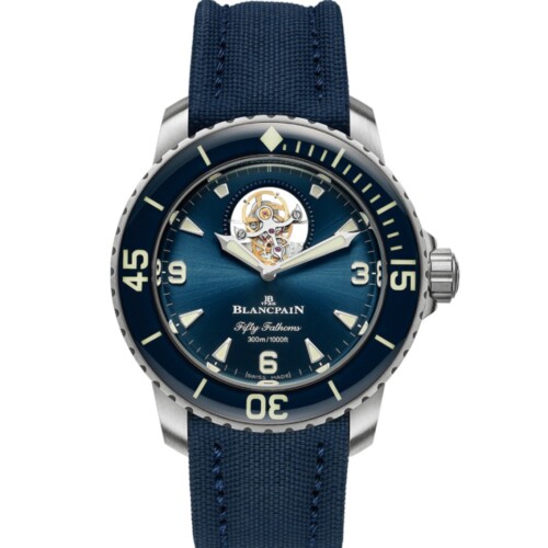 BLANCPAIN フィフティ ファゾムス トゥールビヨン 8デイズ 45mm ブルー文字盤 チタン 5025-12B40-O52A