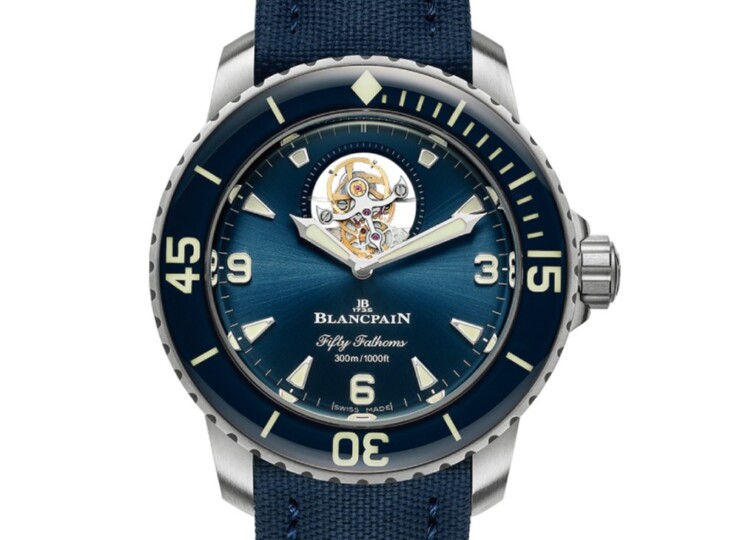 BLANCPAIN フィフティ ファゾムス トゥールビヨン 8デイズ 45mm ブルー文字盤 チタン 5025-12B40-O52A