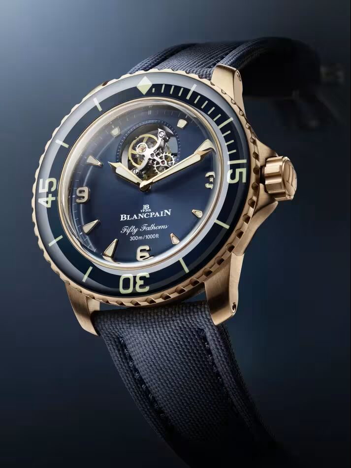 BLANCPAIN フィフティ ファゾムス トゥールビヨン 8デイズ 45mm ブルー文字盤 レッドゴールド 5025-36B40-O52A