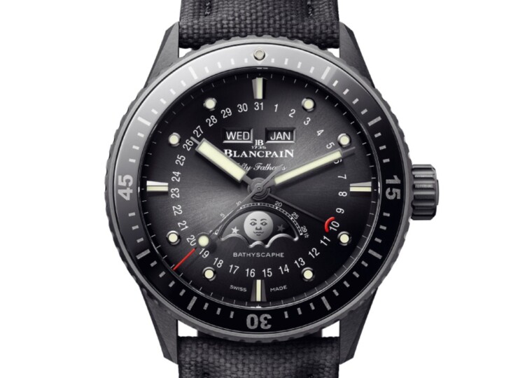 BLANCPAIN フィフティ ファゾムス バチスカーフ コンプリートカレンダー 43.6mm ブラック文字盤 セラミック セイルキャンバス 5054-0130-B52A