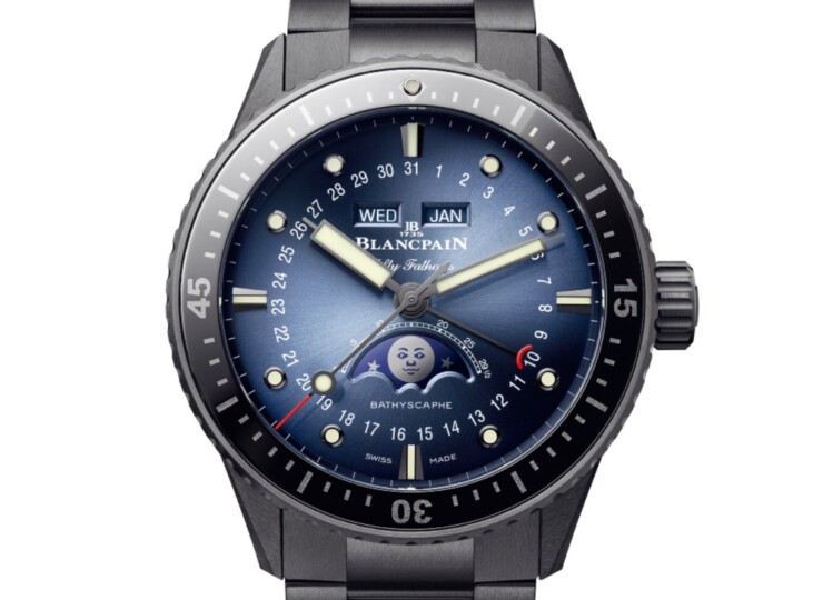 BLANCPAIN フィフティ ファゾムス バチスカーフ コンプリートカレンダー 43.6mm サンバーストブルー文字盤 セラミック ブレスレット 5054-0140-01S