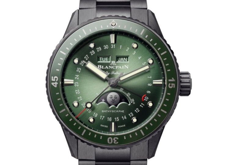 BLANCPAIN フィフティ ファゾムス バチスカーフ コンプリートカレンダー 43.6mm サンバーストグリーン文字盤 セラミック ブレスレット 5054-0153-01S