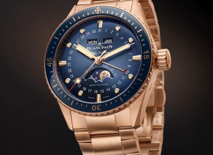 BLANCPAIN フィフティ ファゾムス バチスカーフ コンプリートカレンダー フルゴールド 43mm サンバーストブルー文字盤 5054-3640-76S