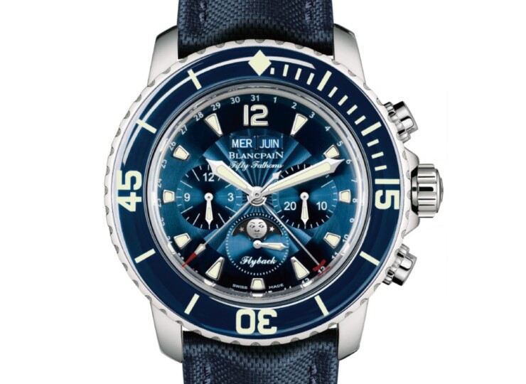 BLANCPAIN フィフティ ファゾムス フライバック クロノグラフ コンプリートカレンダー 45mm ブルー文字盤 5066F-1140-52B