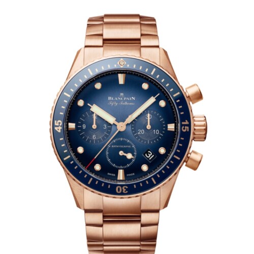 フィフティ ファゾムス バチスカーフ クロノグラフ フライバック フルゴールド 43mm サンバーストブルー文字盤