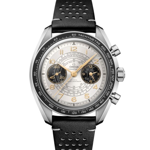 スピードマスター クロノスコープ 43mm パリ2024 シルバー文字盤 ステンレススティール レザーストラップ