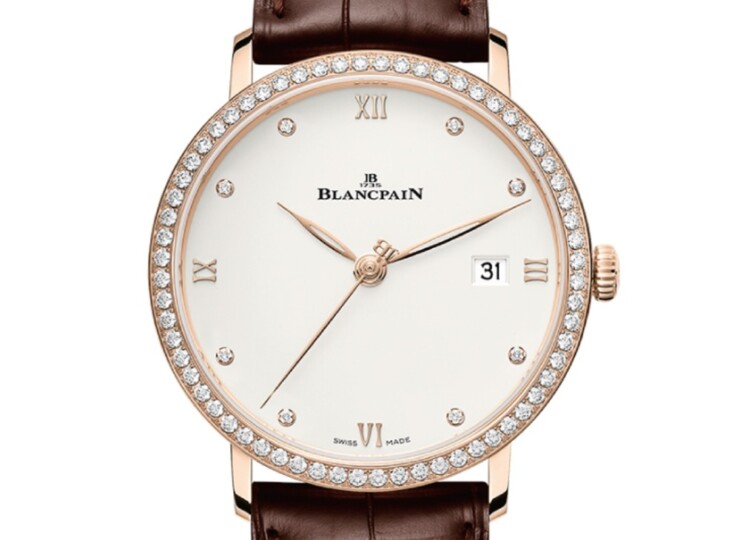 BLANCPAIN ヴィルレ ウルトラスリム 38mm ホワイト ダイヤルベゼルダイヤセッティング文字盤 レッドゴールド 6224-2987-55B