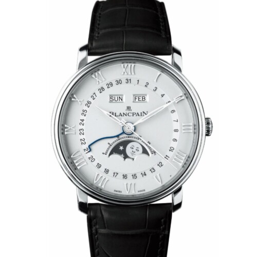 ヴィルレ コンプリートカレンダー 40mm ホワイト文字盤 スティール アリゲーターレザーストラップ（Ref.6654-1127-55B）