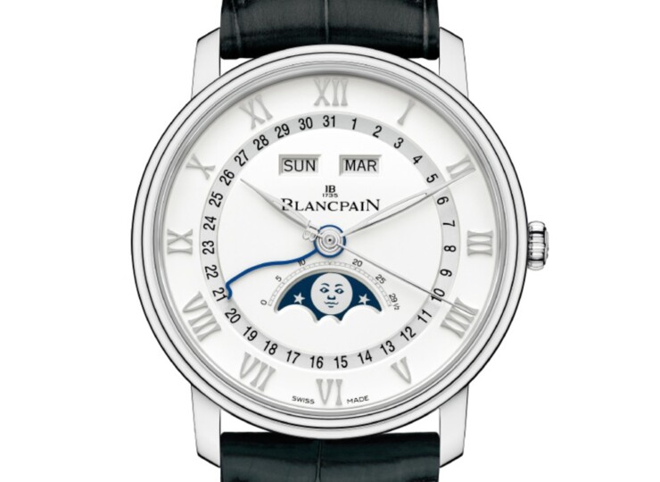 BLANCPAIN ヴィルレ コンプリートカレンダー 40mm ホワイト文字盤 スティール アリゲーターレザーストラップ（Ref.6654A-1127-55B） 6654A-1127-55B