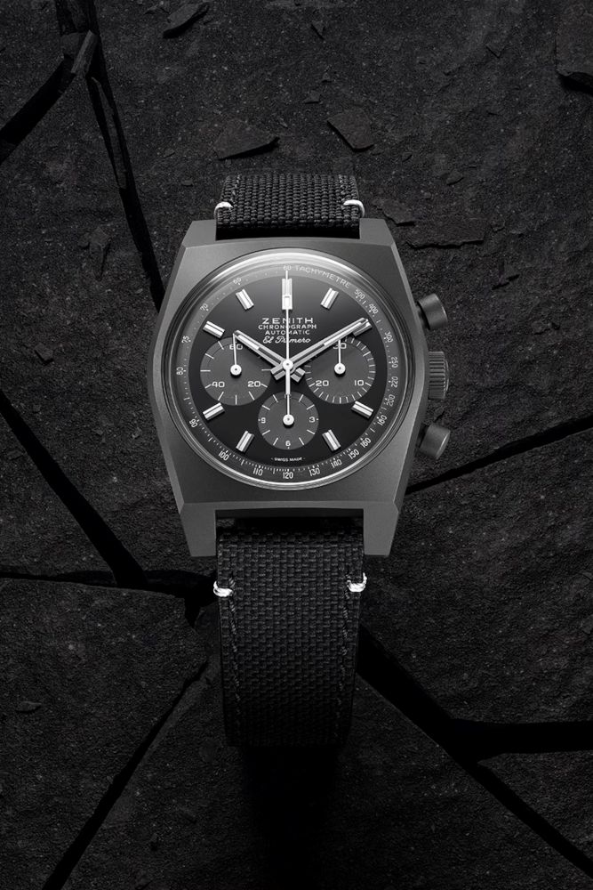 ZENITH クロノマスター リバイバル シャドウ 37mm ブラック文字盤 マイクロブラスト仕上げチタン ステラーボイド ストラップ 97.T384.4061/21.C822