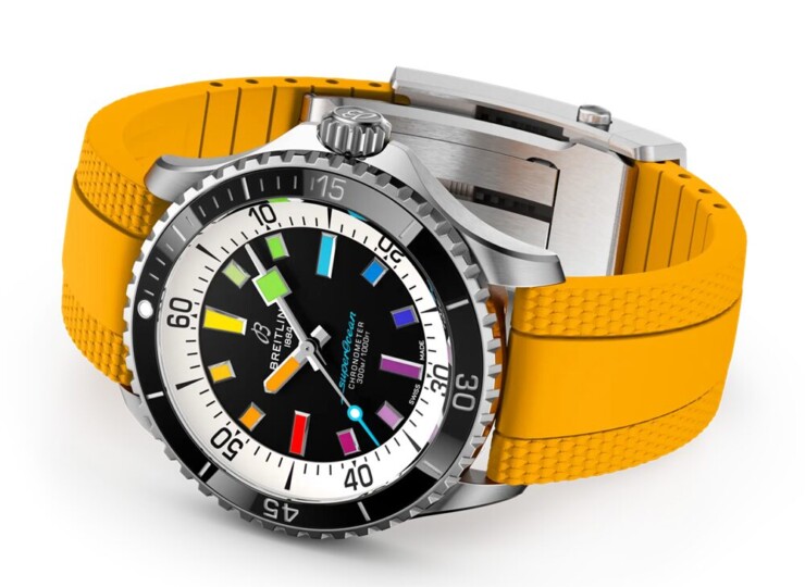 BREITLING スーパーオーシャン オートマチック 42 ブラック文字盤 ステンレススティール イエロー・ラバー・ストラップ A17375211B2S4