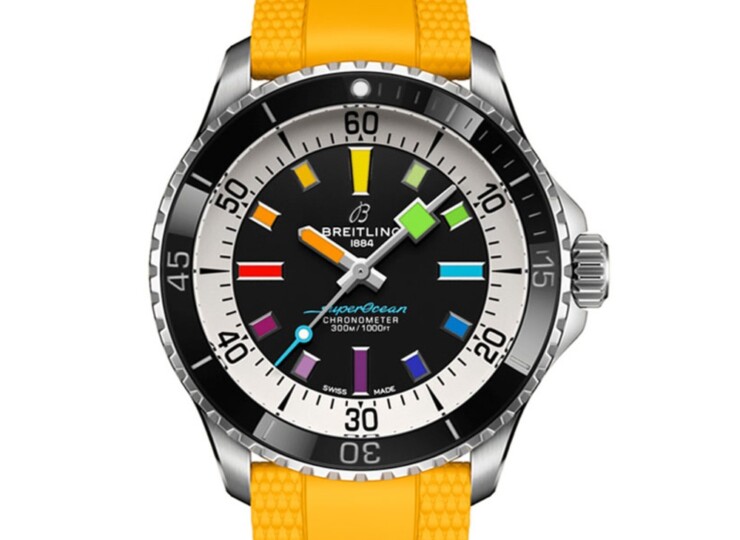 BREITLING スーパーオーシャン オートマチック 42 ブラック文字盤 ステンレススティール イエロー・ラバー・ストラップ A17375211B2S4