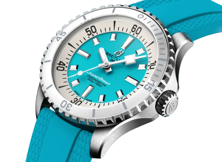 BREITLING スーパーオーシャン オートマチック 36 ターコイズ文字盤 ラバーストラップ A17377211C1S1