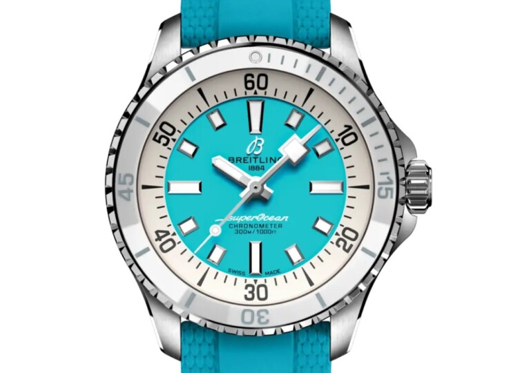 BREITLING スーパーオーシャン オートマチック 36 ターコイズ文字盤 ラバーストラップ A17377211C1S1