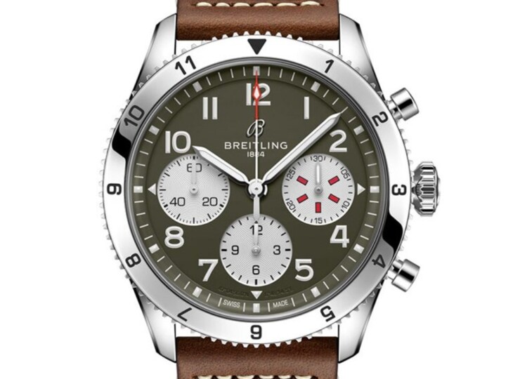 BREITLING クラシック アヴィ クロノグラフ 42 カーチス ウォーホーク グリーン文字盤 A233802A1L1X1