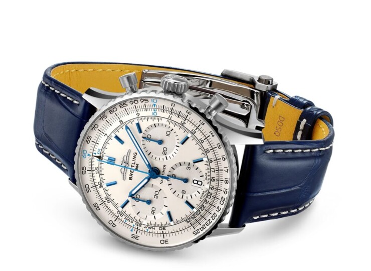 BREITLING ナビタイマー B01 クロノグラフ 41 クリーム文字盤 ステンレススティール ブルー・アリゲーター・ストラップ AB0139A71G1P1