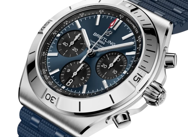BREITLING クロノマット B01クロノグラフ42 ブルー文字盤 ラバーストラップ AB0158101C1S1