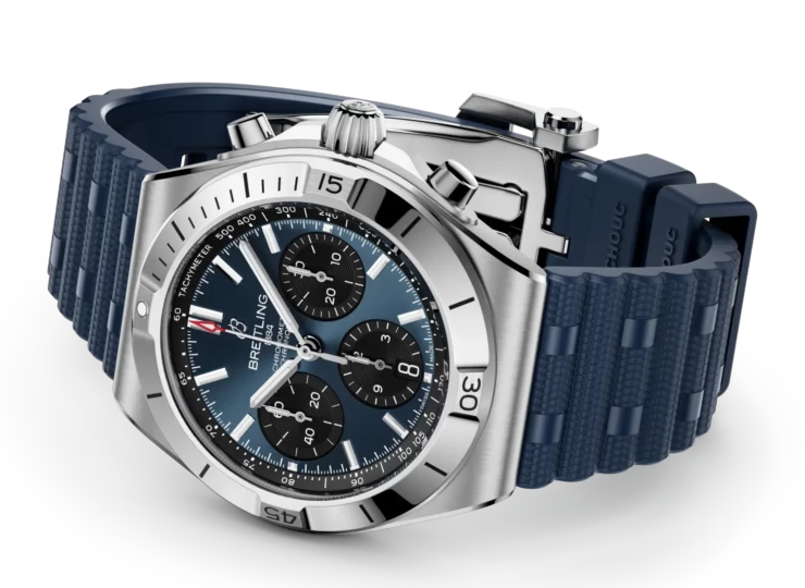 BREITLING クロノマット B01クロノグラフ42 ブルー文字盤 ラバーストラップ AB0158101C1S1