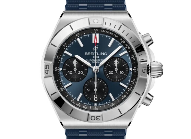 BREITLING クロノマット B01クロノグラフ42 ブルー文字盤 ラバーストラップ AB0158101C1S1