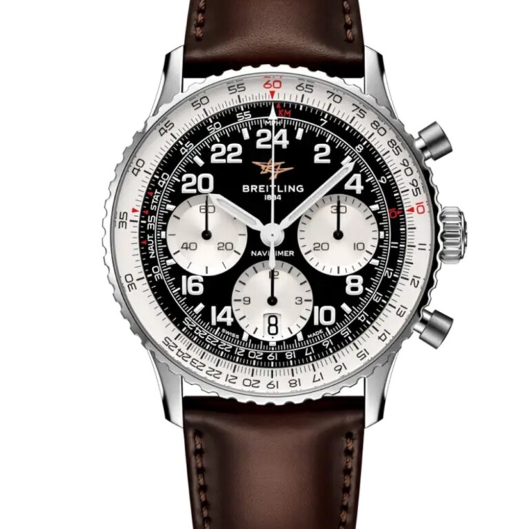 BREITLING ナビタイマー B02 クロノグラフ 41 コスモノート ブラック文字盤 レザーストラップ AB0230211B1X1