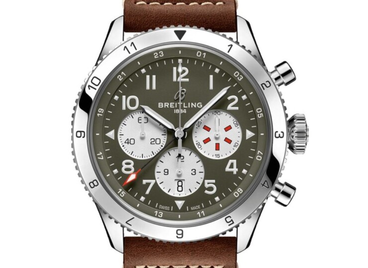 BREITLING スーパー アヴィ B04 クロノグラフ GMT 46 カーチス ウォーホーク グリーン文字盤 AB04452A1L1X1