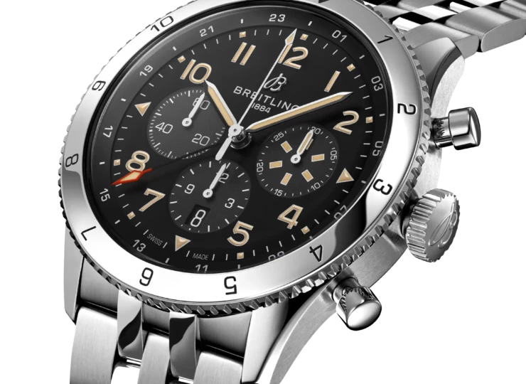 BREITLING スーパー アヴィ B04 クロノグラフ GMT 46 P-51 マスタング ブラック文字盤 ステンレススティール AB04453A1B1A1