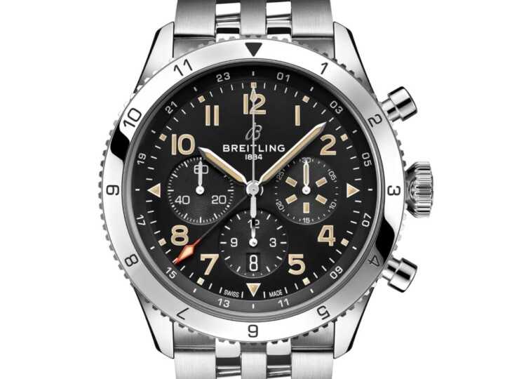BREITLING スーパー アヴィ B04 クロノグラフ GMT 46 P-51 マスタング ブラック文字盤 ステンレススティール AB04453A1B1A1