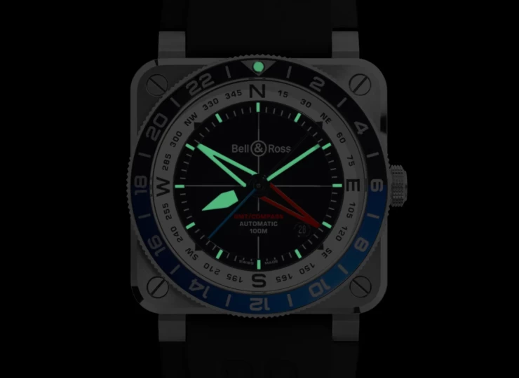 BELL & ROSS BR-03 GMT Compass 42mm ブラック文字盤 BR0393-COM-ST/SRB