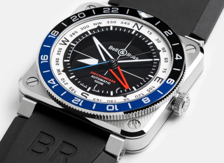 BELL & ROSS BR-03 GMT Compass 42mm ブラック文字盤 BR0393-COM-ST/SRB