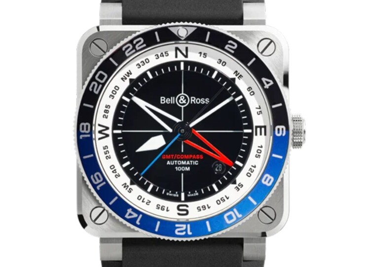 BELL & ROSS BR-03 GMT Compass 42mm ブラック文字盤 BR0393-COM-ST/SRB
