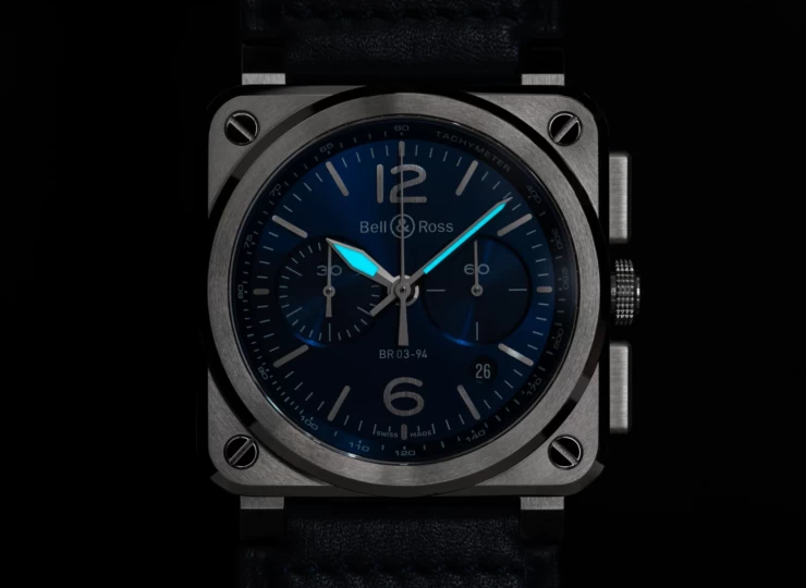 BELL & ROSS BR-03 Chrono Blue Steel 42mm ブルー文字盤 BR0394-BLU-ST/SCA