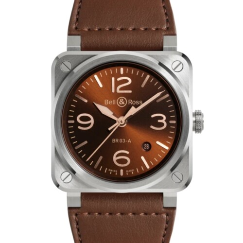 BELL & ROSS BR-03 Golden Heritage 41mm サンレイ マロン文字盤 BR03A-GH-ST/SCA