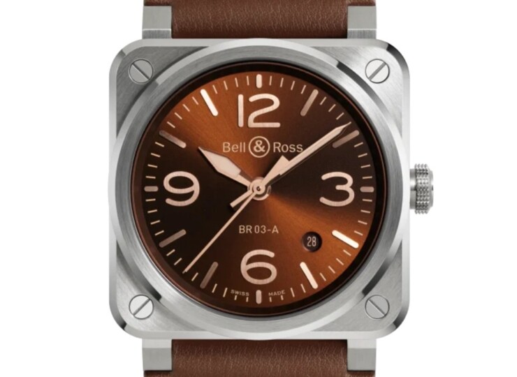BELL & ROSS BR-03 Golden Heritage 41mm サンレイ マロン文字盤 BR03A-GH-ST/SCA