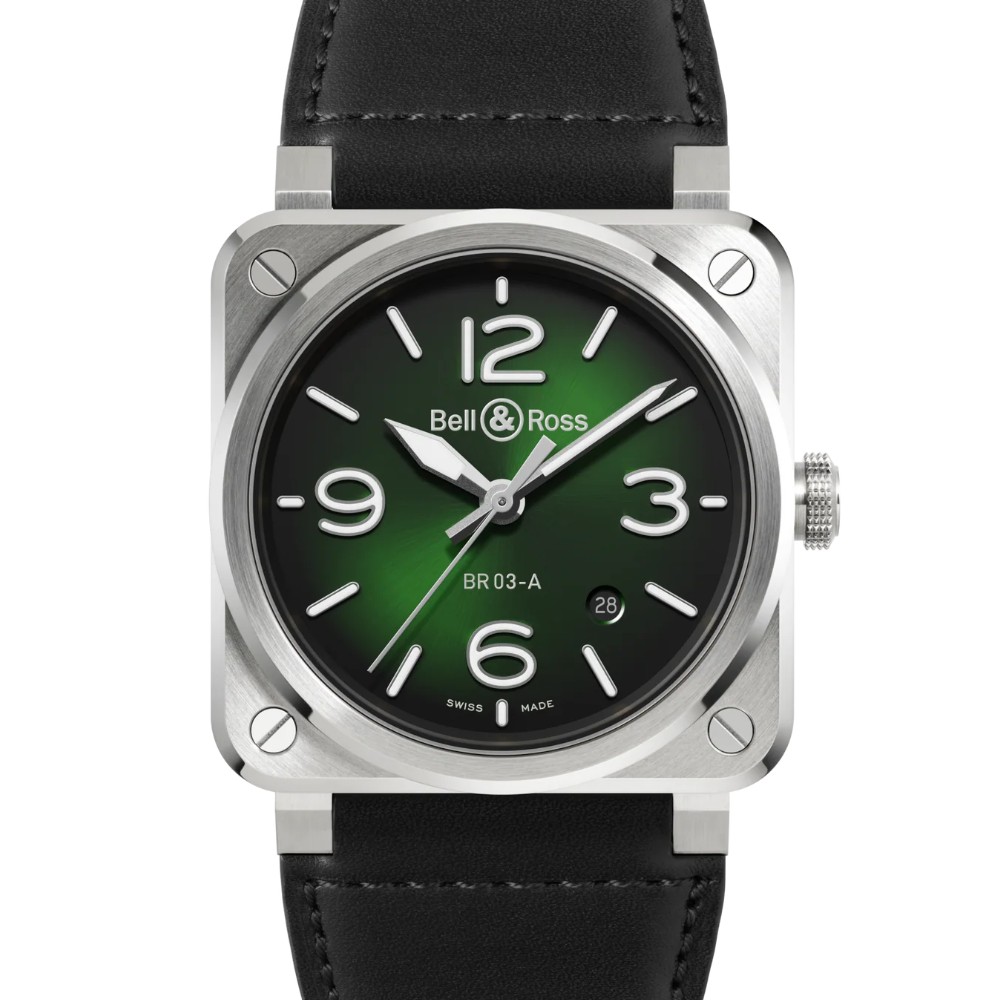BELL & ROSS BR-03 Green Steel 41mm ブラック文字盤 BR03A-GN-ST/SCA
