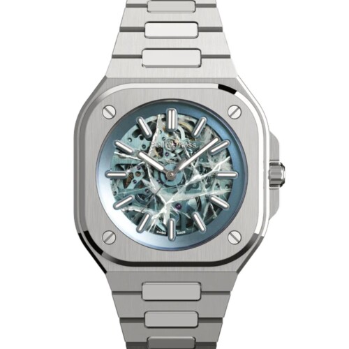 BR-05 Skeleton Arctic Blue 40mm スケルトン文字盤 スティールブレスレット