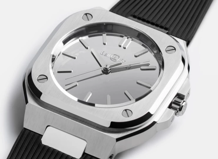 BELL & ROSS BR-05 Grey Mirror Steel 40mm グレー文字盤 ラバーストラップ BR05A-MI-ST/SRB