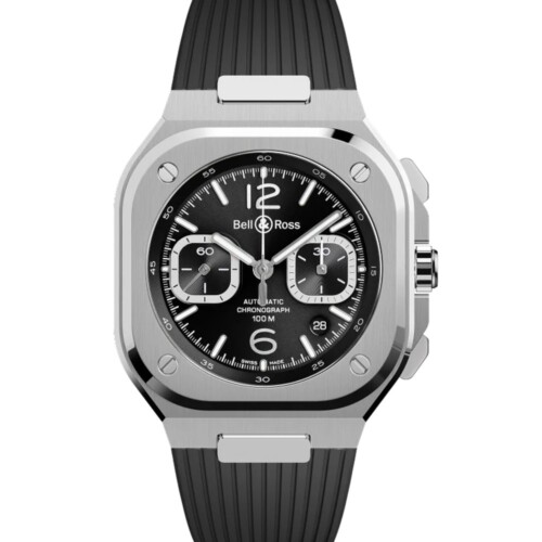 BR-05 Chrono Black Steel 42mm ブラック文字盤 ラバーストラップ